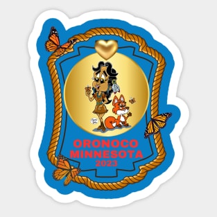 Cute Oronoco Minnesota native girl red fox butterflies all part of Gold Rush Gang 2023 Sticker